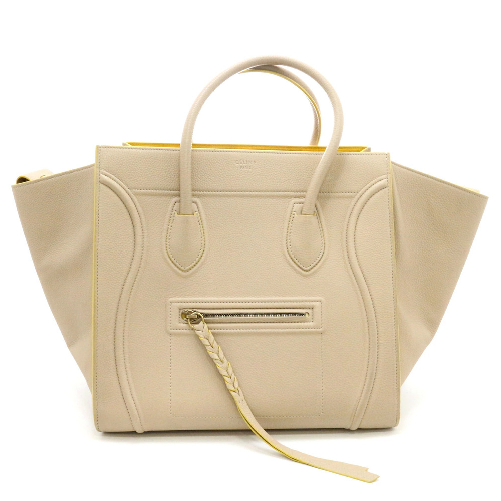 Celine Luggage Phantom Handbag Calfskin Beige Tan Yellow